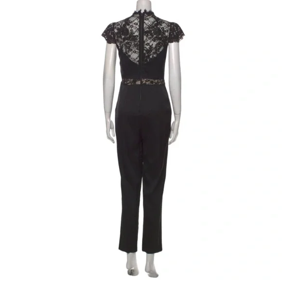 Alice + Olivia Black Satin Lace Jumpsuit - Picture 4 of 7